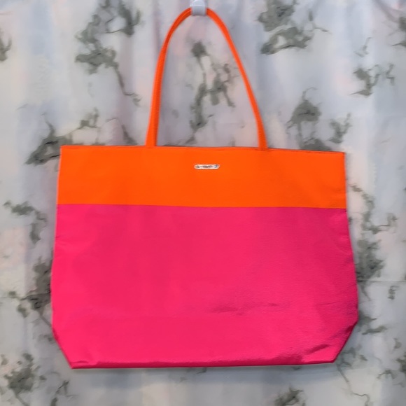 🎒 Clinique Large Pink / Orange Tote - Picture 2 of 10